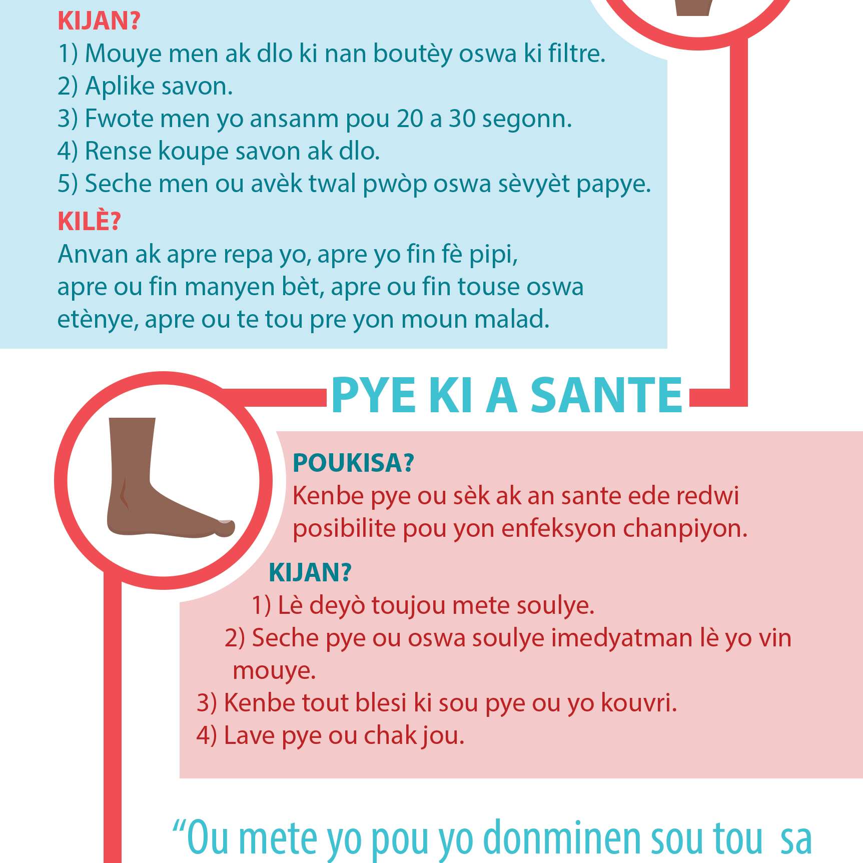 Haitian Hygiene Booklet - Page 3 for Hands and Feet