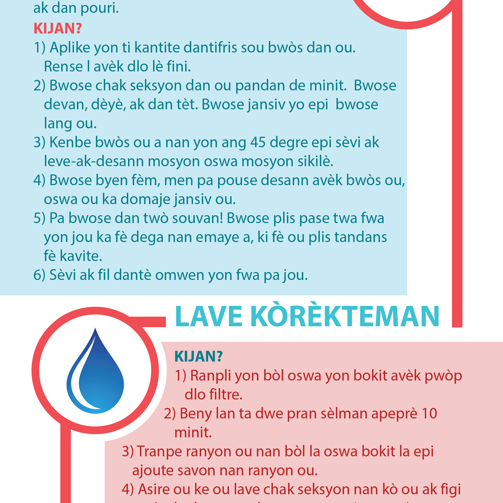 Haitian Hygiene Booklet - Page 5 for Teeth and Bathing